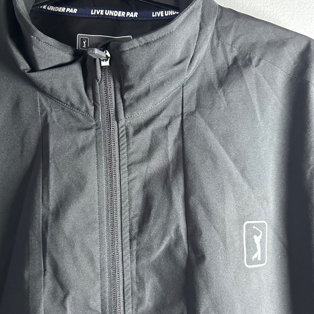 PGA Tour Men's Black Full Zip Lightweight Golf Jacket Size Large